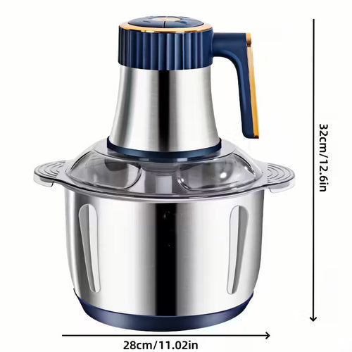 1.32gal Large Capacity Electric Food Processor & Meat Grinder - Heavy-Duty Stainless Steel Chopper with 40,000 RPM Motor, 5-Speed Settings, Bi-Level Blades, Vegetable Slicer for Kitchen - Compatible with Plug (for Vegetables, Fruits, Meat, Nuts)