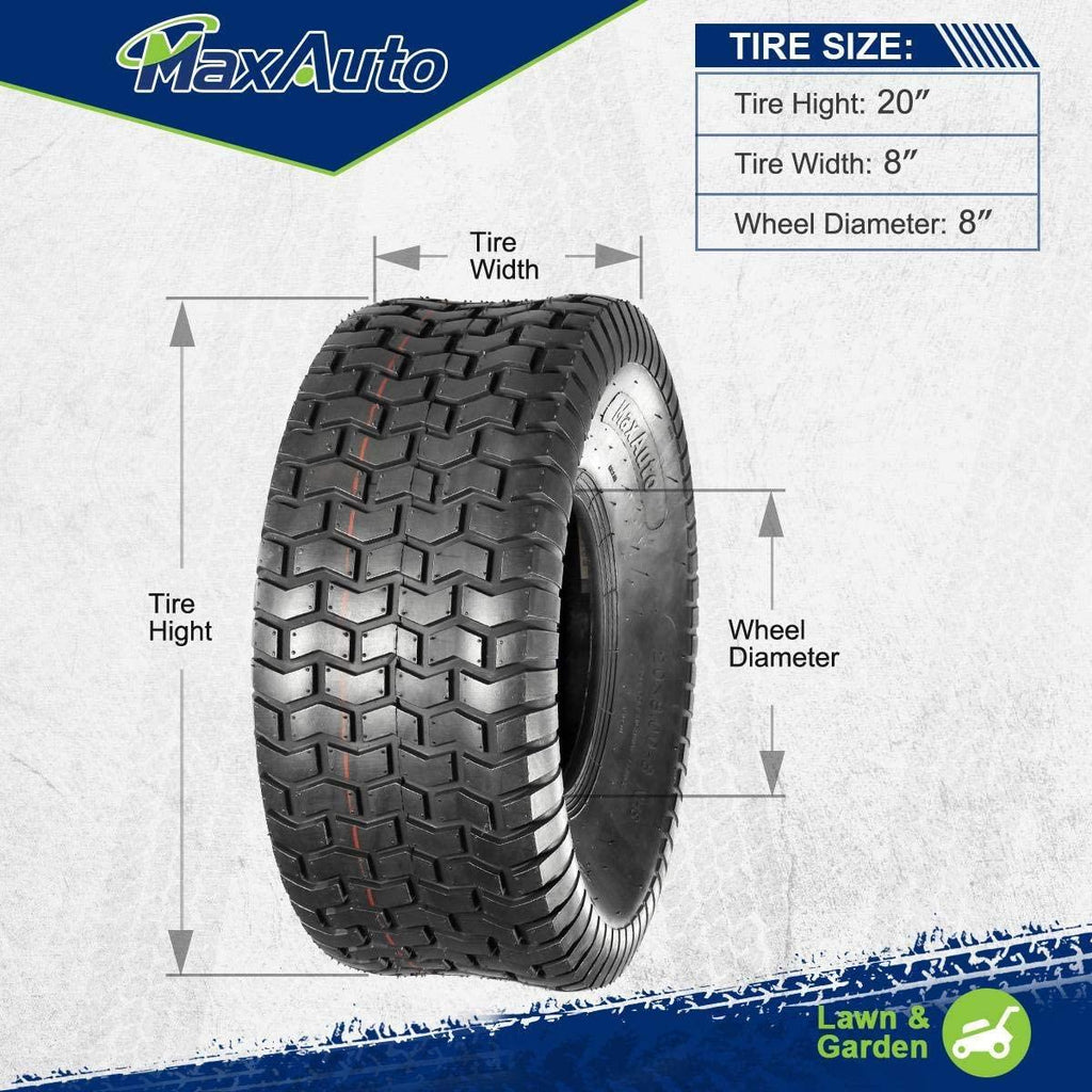 MaxAuto Lawn & Garden Turf Saver Tire 20x8-8 20x8.00-8 20x8x8,4PR, Set of 2