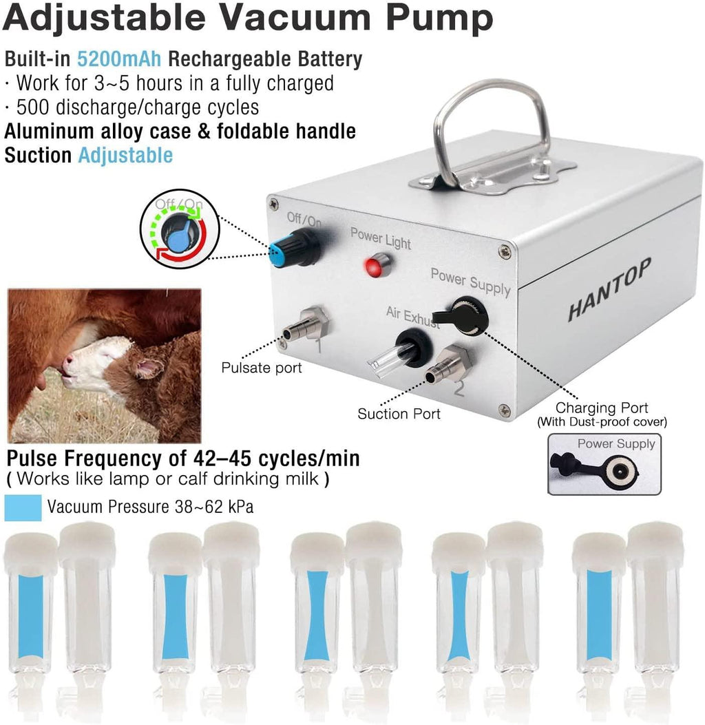 Hantop 12L Goat MilMachine (Pro) and Cow MilTeat Cup Replacement (Tube Included)