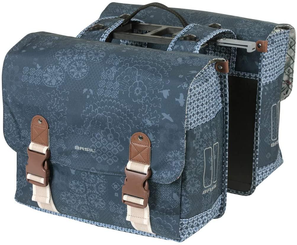 Basil Bohème-Double Bag, Double Pannier Bag, 35L, Indigo Blue