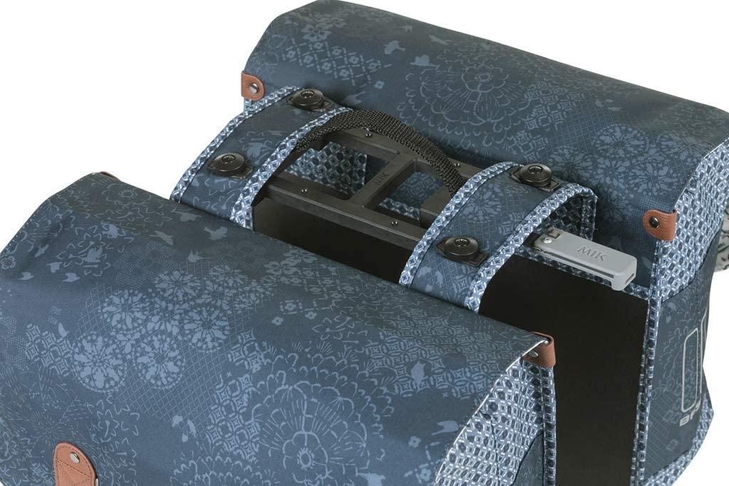 Basil Bohème-Double Bag, Double Pannier Bag, 35L, Indigo Blue