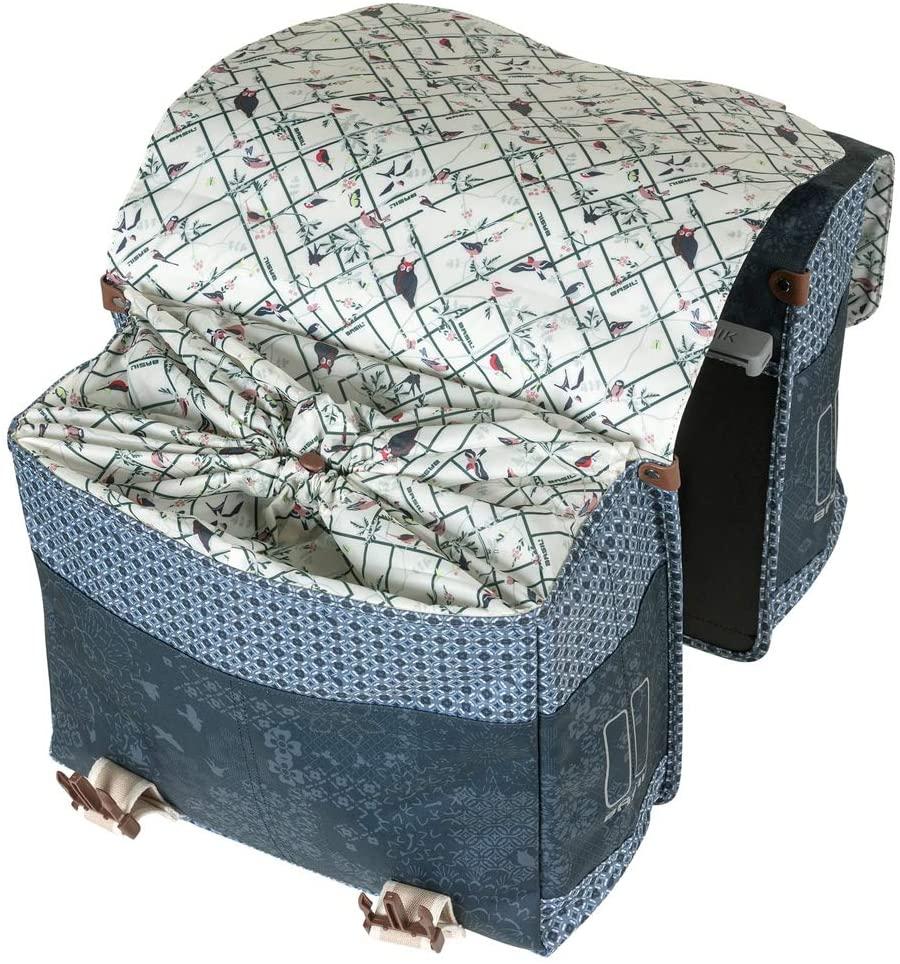 Basil Bohème-Double Bag, Double Pannier Bag, 35L, Indigo Blue