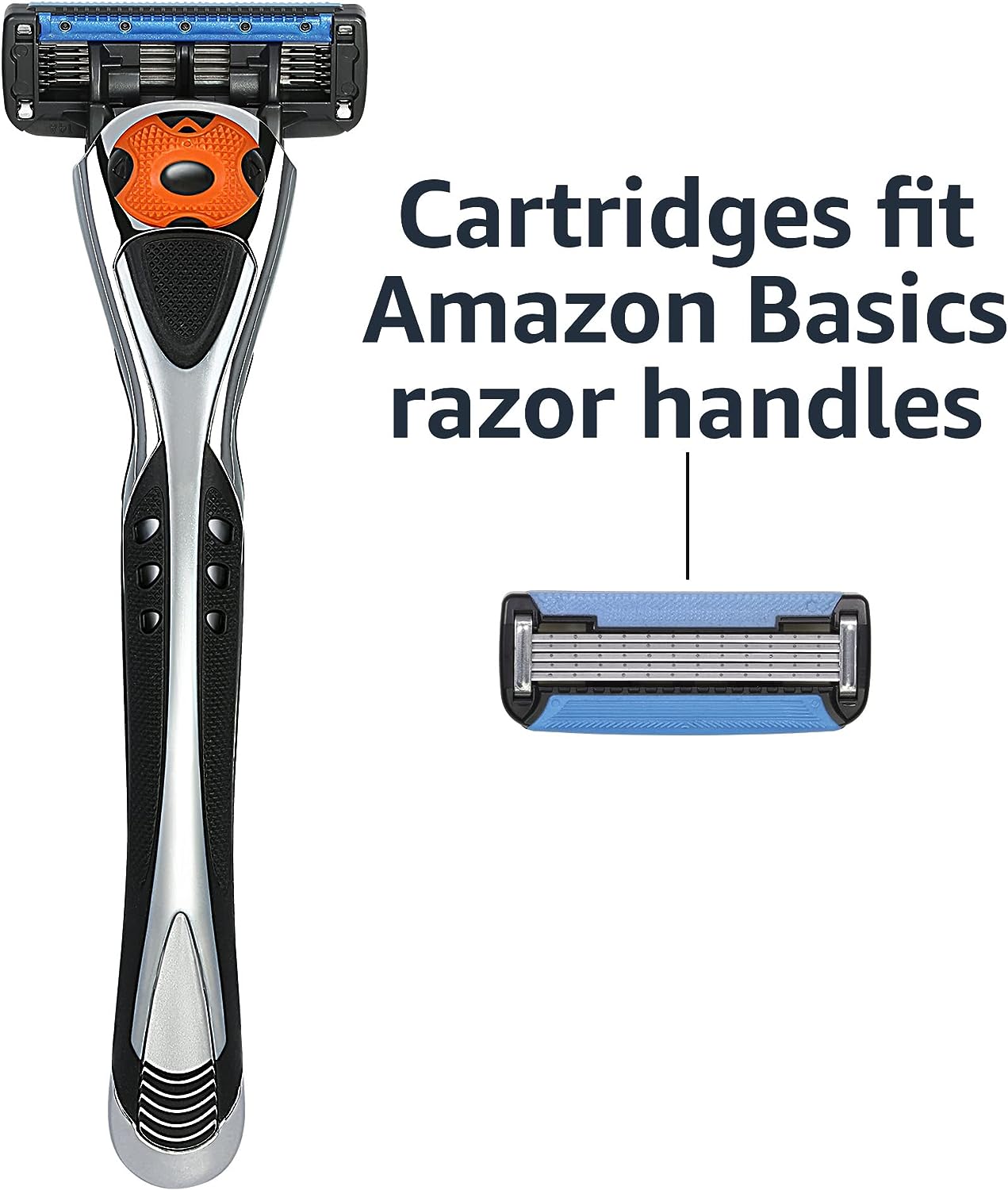 Amazon Basics 5-Blade Motion Sphere Razor for Men with Dual Lubrication and Precision Beard Trimmer, Handle &amp; 2 Cartridges (Fits Amazon Basics Razor Handles only), Black (Previously Solimo)