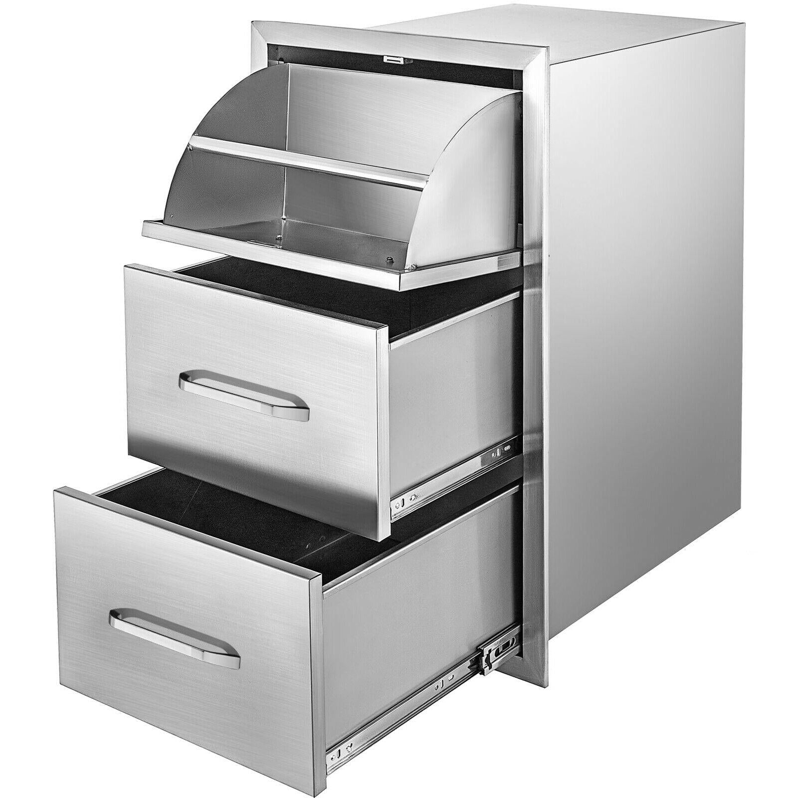 30"X17" Outdoor Kitchen/ BBQ Island Drawer  Steel Triple StoraDrawer