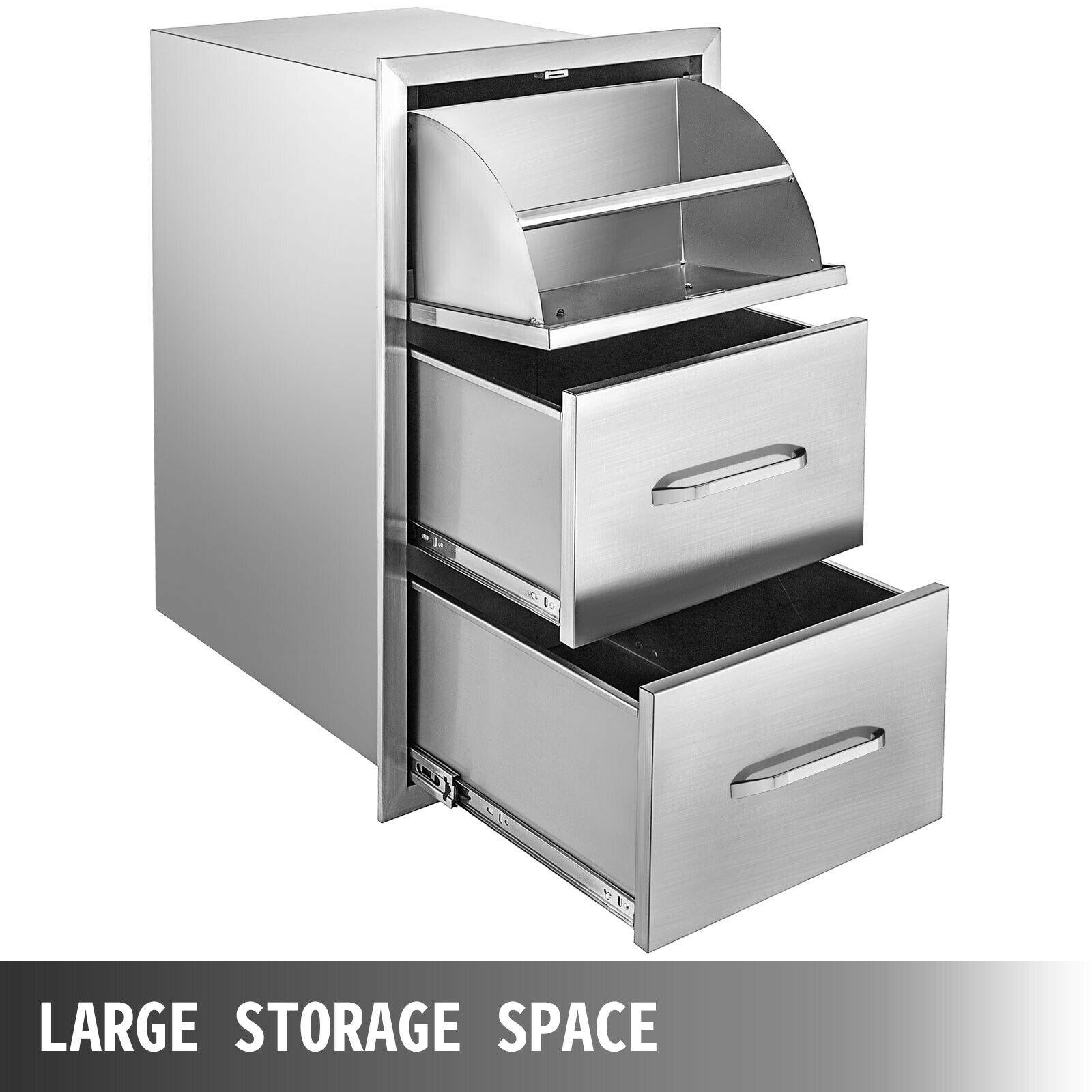 30"X17" Outdoor Kitchen/ BBQ Island Drawer  Steel Triple StoraDrawer