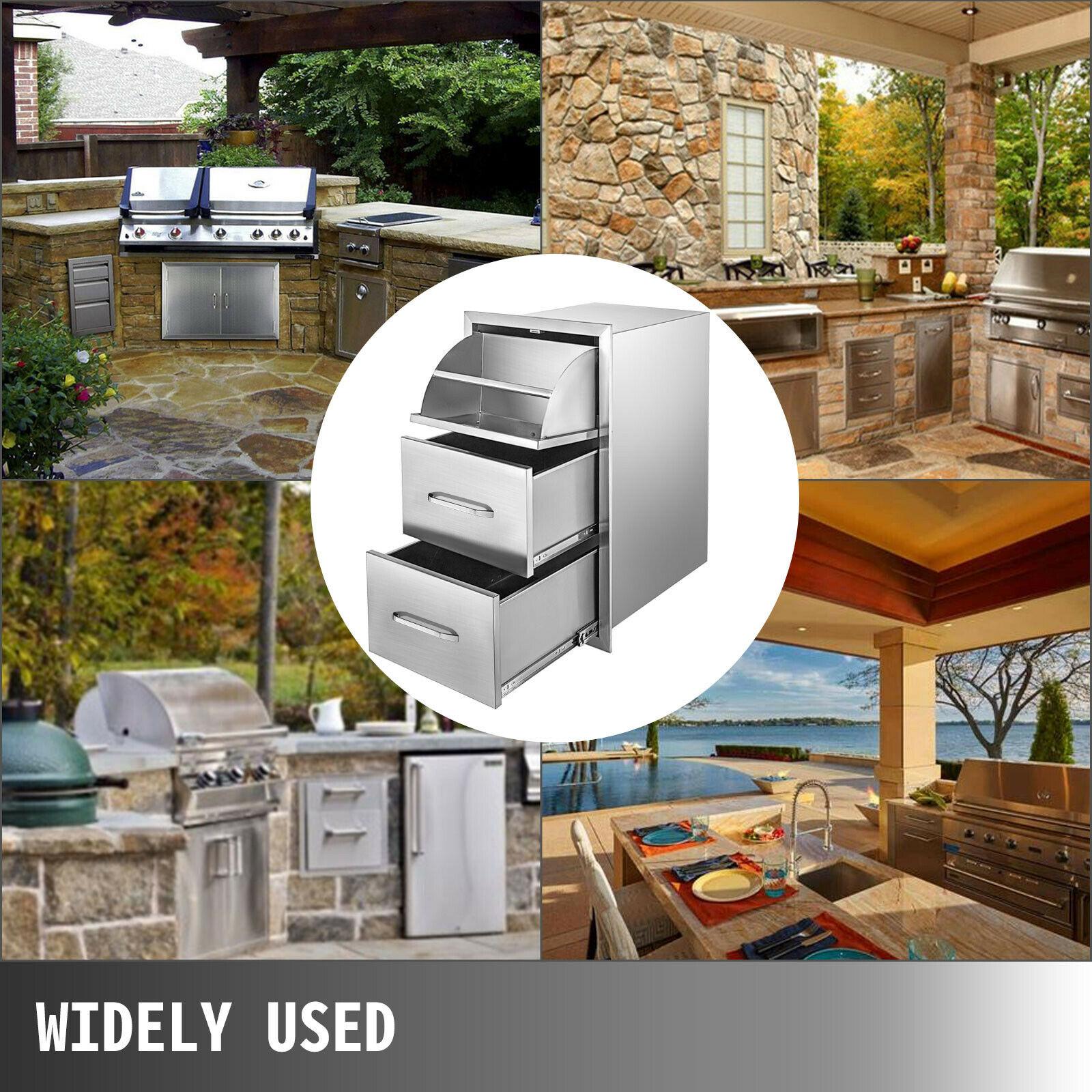 30"X17" Outdoor Kitchen/ BBQ Island Drawer  Steel Triple StoraDrawer