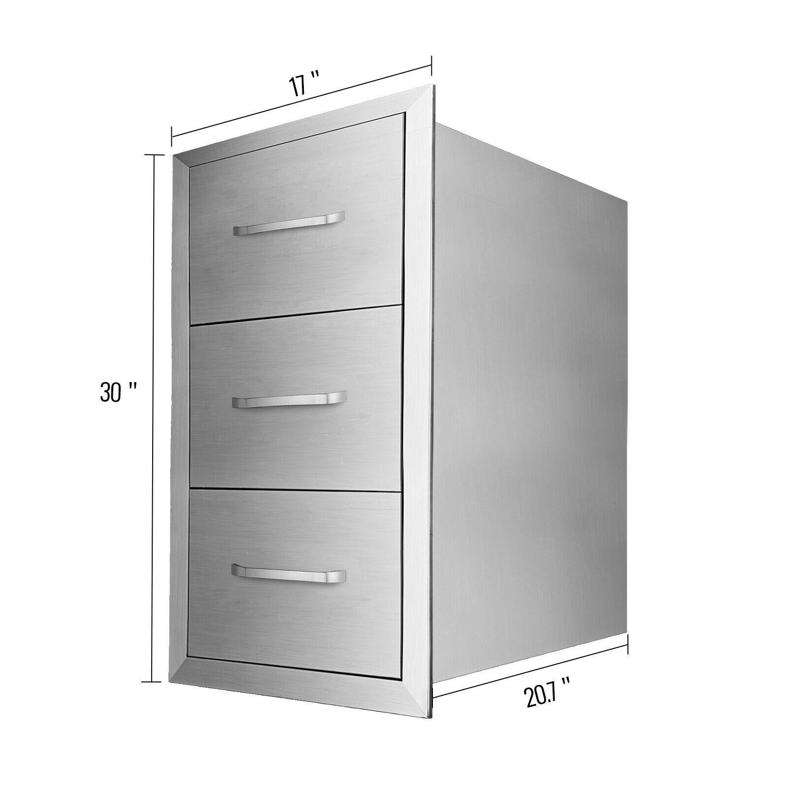 30"X17" Outdoor Kitchen/ BBQ Island Drawer  Steel Triple StoraDrawer