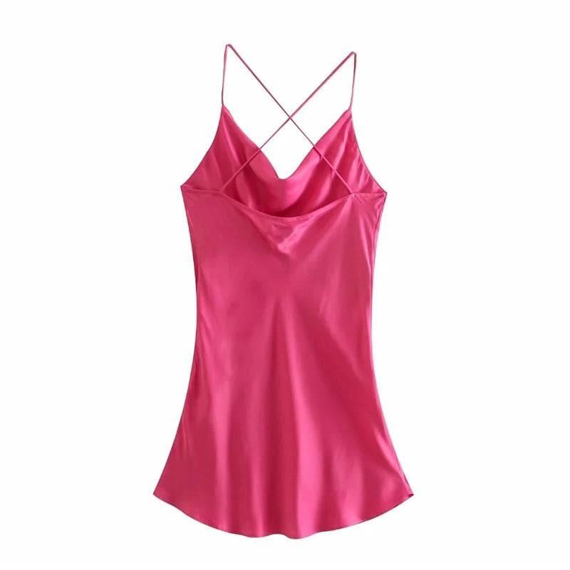 satin backless summer mini dress
