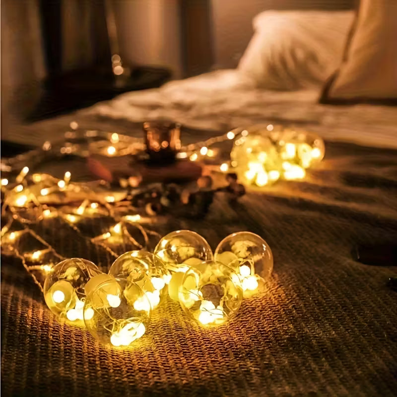 118.11-Inch Wish Ball String, New Model for 2025, Featuring 8 Lighting Modes, 108 Leds, 12 Wish Balls, Battery-Operated (No Plug), Wall-Mounted, Made of Plastic, Suitable for Christmas, Valentine'S Day, Family Gatherings, Bedrooms, Parties