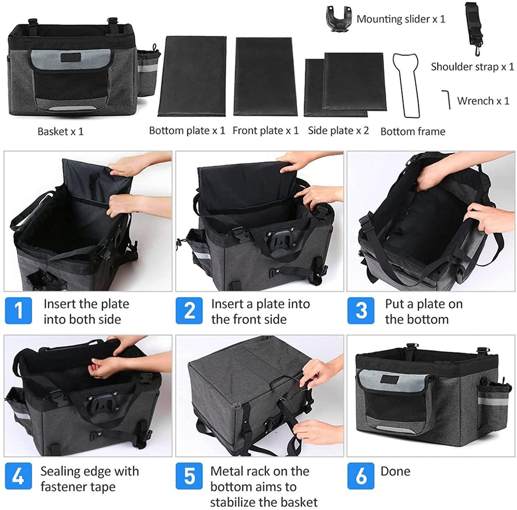 DALIZHAI777 Bike Bag Front Basket for Bicycle Detachable Bike Front Frame Basket, Multi-Purpose Bicycle Handlebar Basket for Pet, Shopping, Commuter, Camping and Outdoor Bicycle Accessories