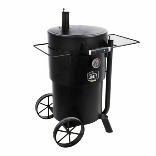 19202089  Bronco Barrel Drum Smoker, Porcelain-Coated Steel,