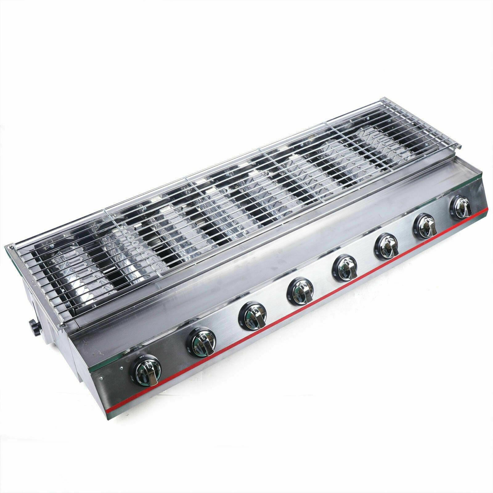 40" Tabletop Grill Commercial LPG Gas BBQ Grill w/ 8 Burners Picnic Cooker