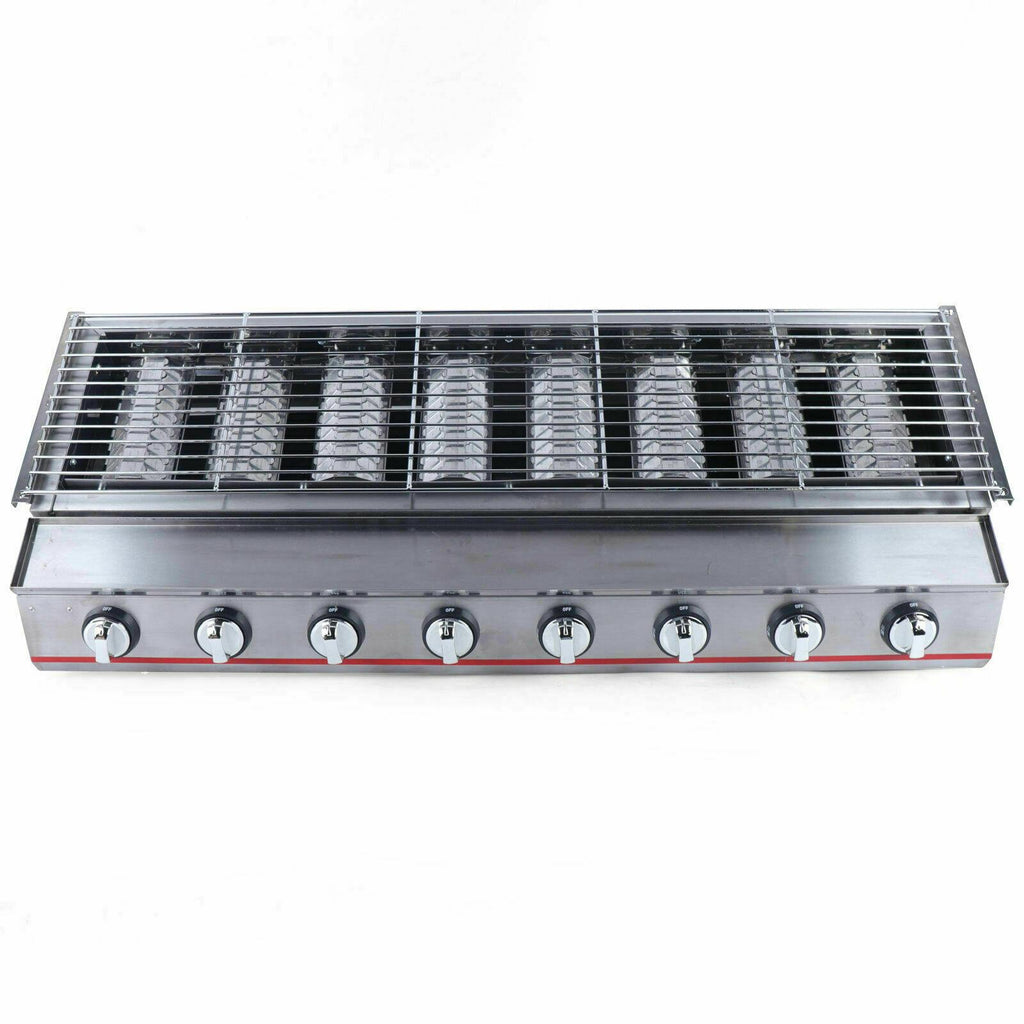 40" Tabletop Grill Commercial LPG Gas BBQ Grill w/ 8 Burners Picnic Cooker