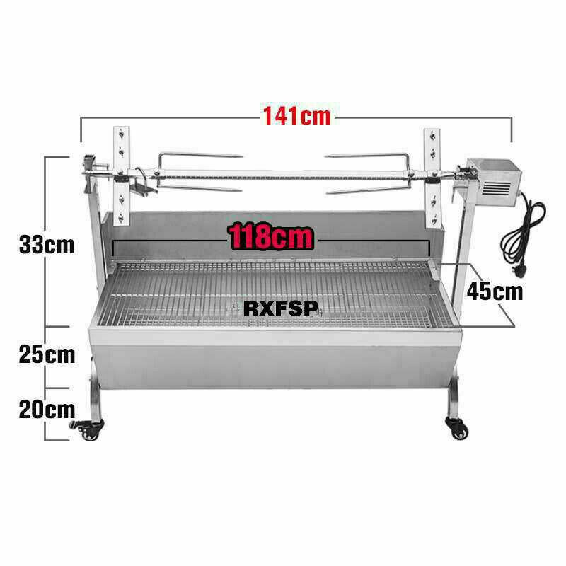 47'' BBQ Spit Roaster Machine Hog Roast Rotisserie Grill 28W Roasting Grill
