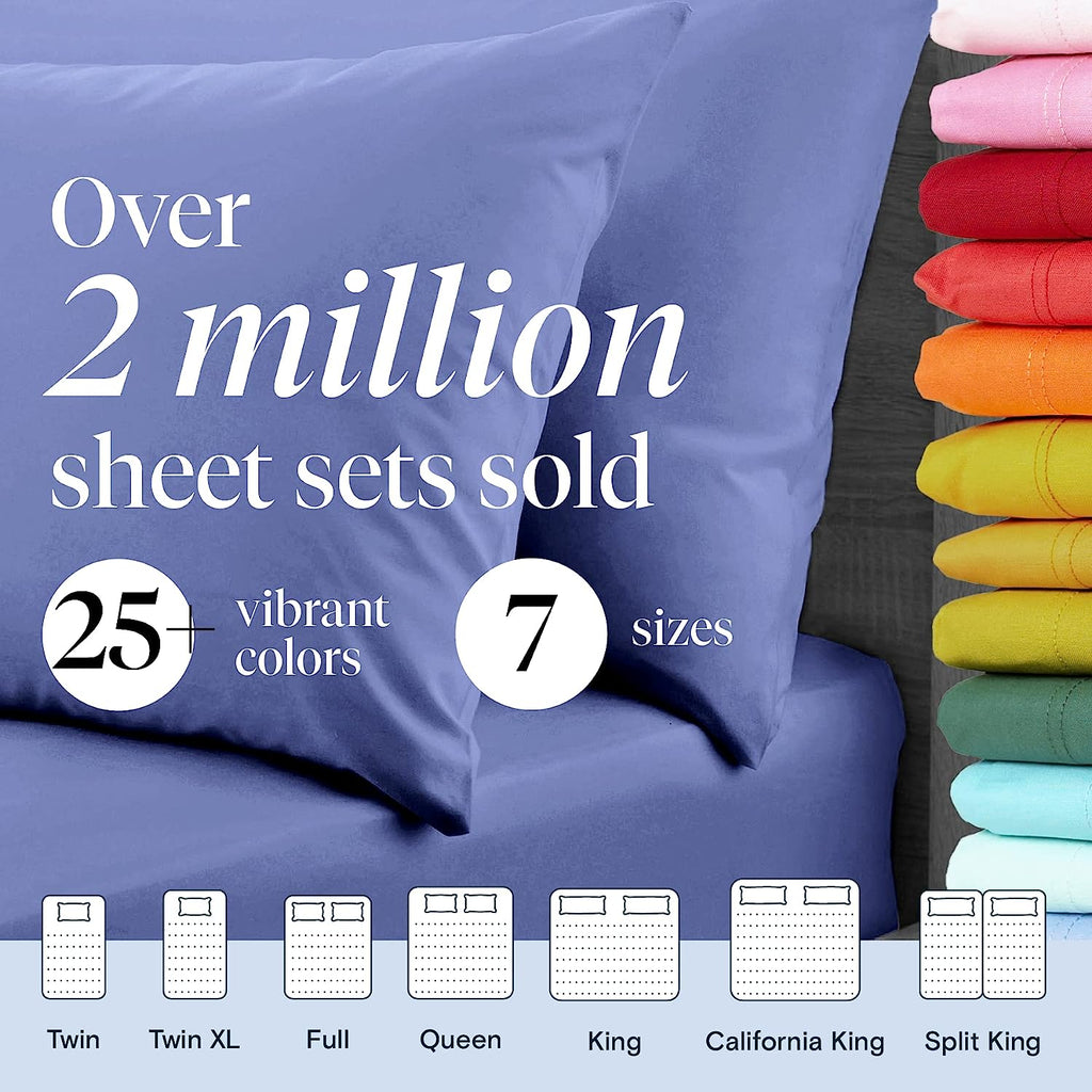 LuxClub 6 PC California King Size Sheet Set Bamboo Sheets Deep Pockets 18" Eco Friendly Wrinkle Free Cooling Sheets Machine Washable Hotel Bedding Silky Soft - Violet Blue California King