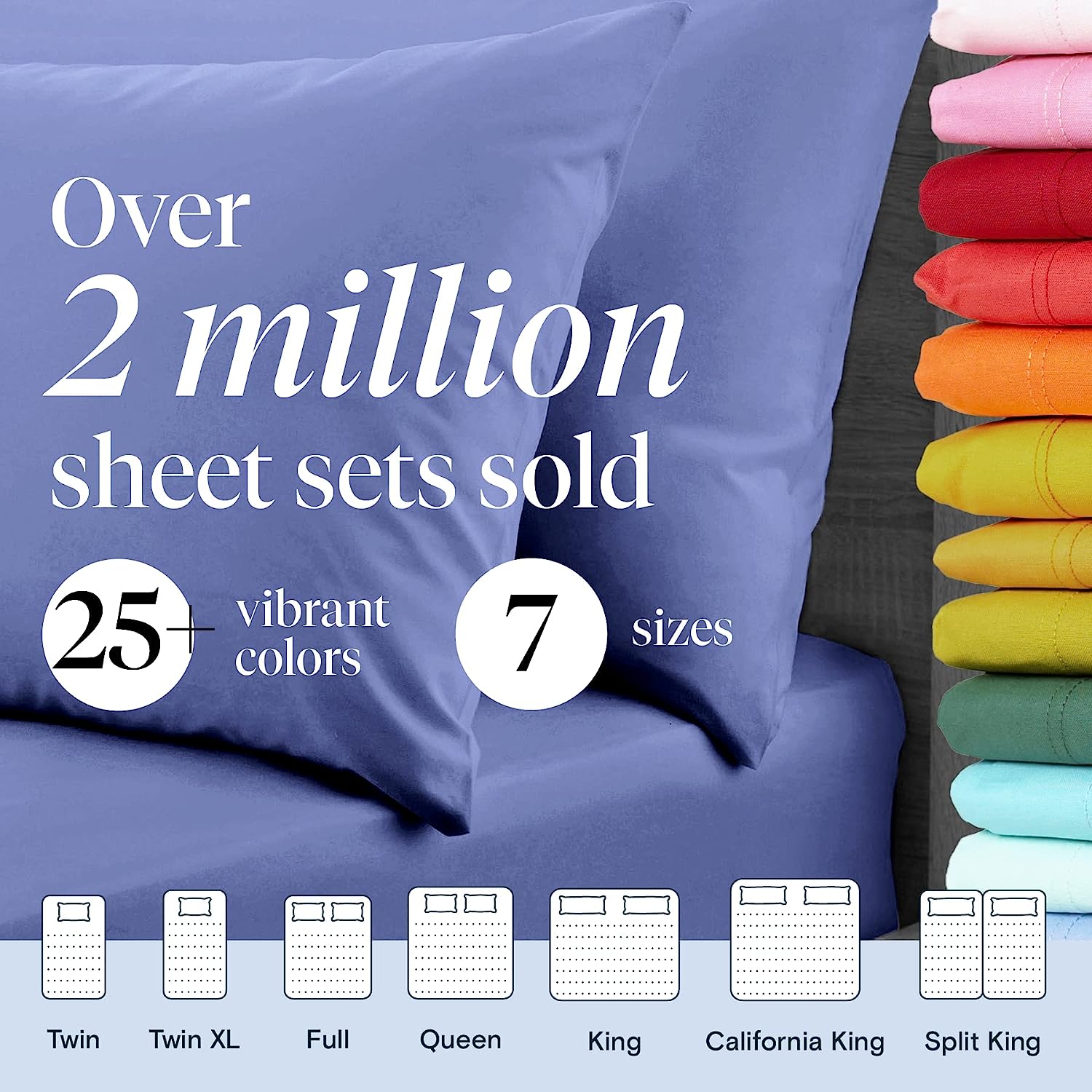 LuxClub 6 PC King Size Sheet Set Bamboo Sheets Deep Pockets 18" Eco Friendly Wrinkle Free Cooling Sheets Machine Washable Hotel Bedding Silky Soft - Violet Blue King