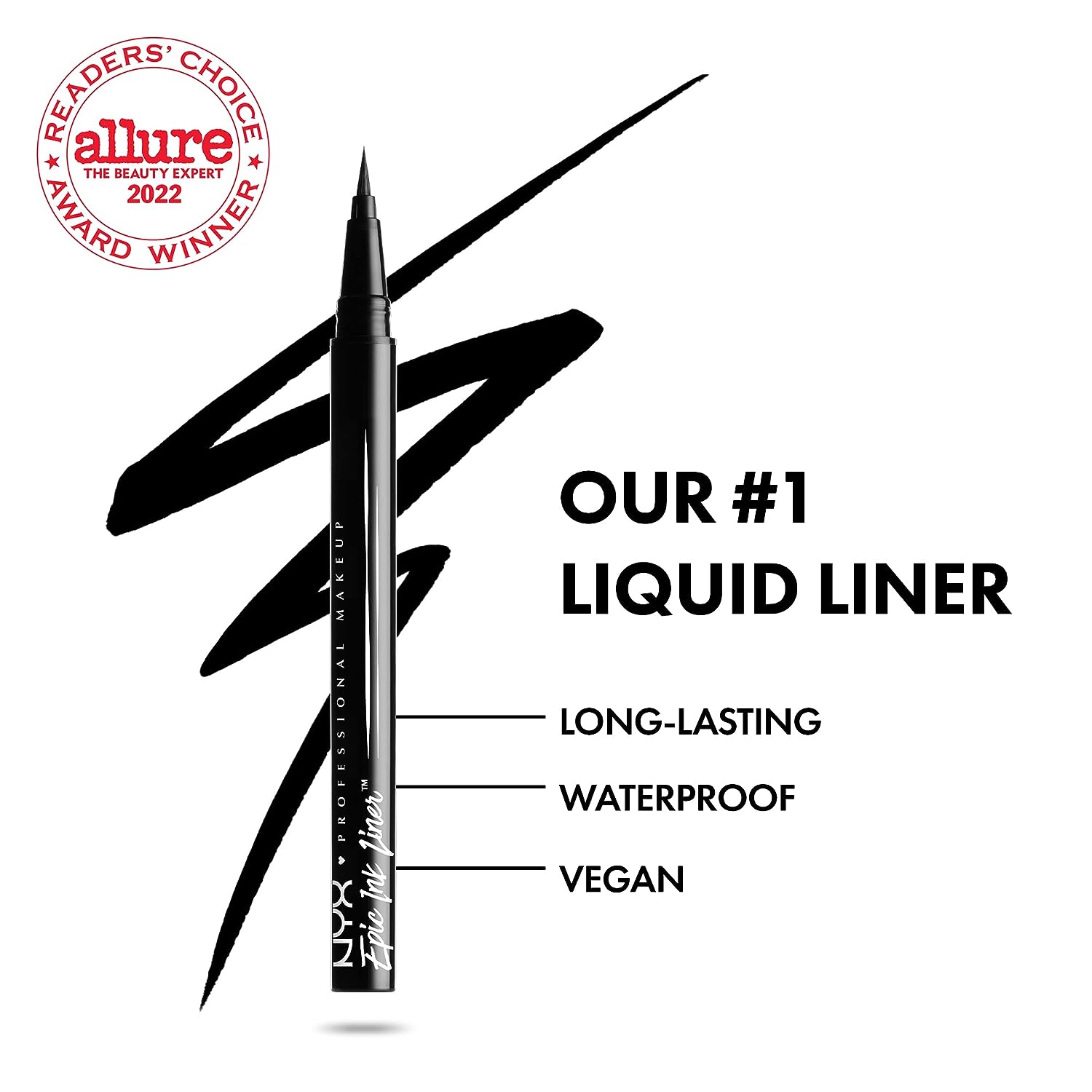 NYX PROFESSIONAL MAKEUP Epic Ink Liner, Waterproof Liquid Eyeliner-Black, Vegan Formula &amp; Mechanical Eyeliner Pencil, Brown &amp; Mechanical Eyeliner Pencil, Black