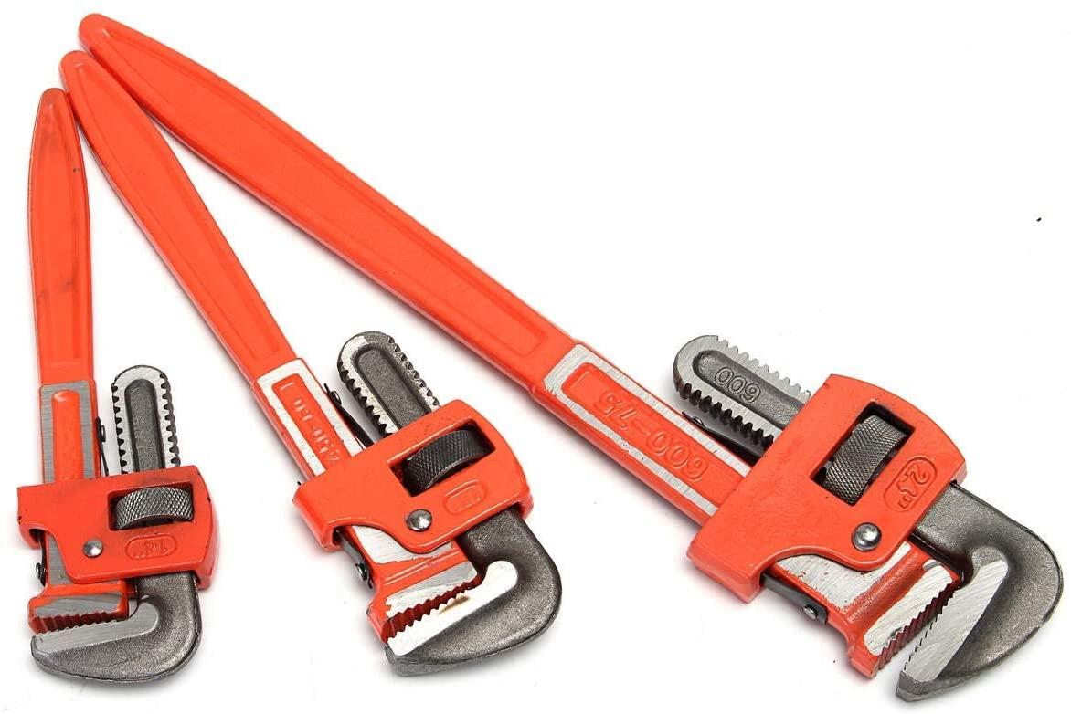 WEWINMON LHS Hand Tools 3Pcs Heavy Duty Pipe Wrench Adjustable Set 14inch 18inch 24inch Monkey Soft Grip