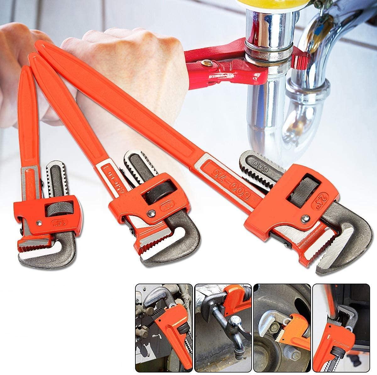 WEWINMON LHS Hand Tools 3Pcs Heavy Duty Pipe Wrench Adjustable Set 14inch 18inch 24inch Monkey Soft Grip