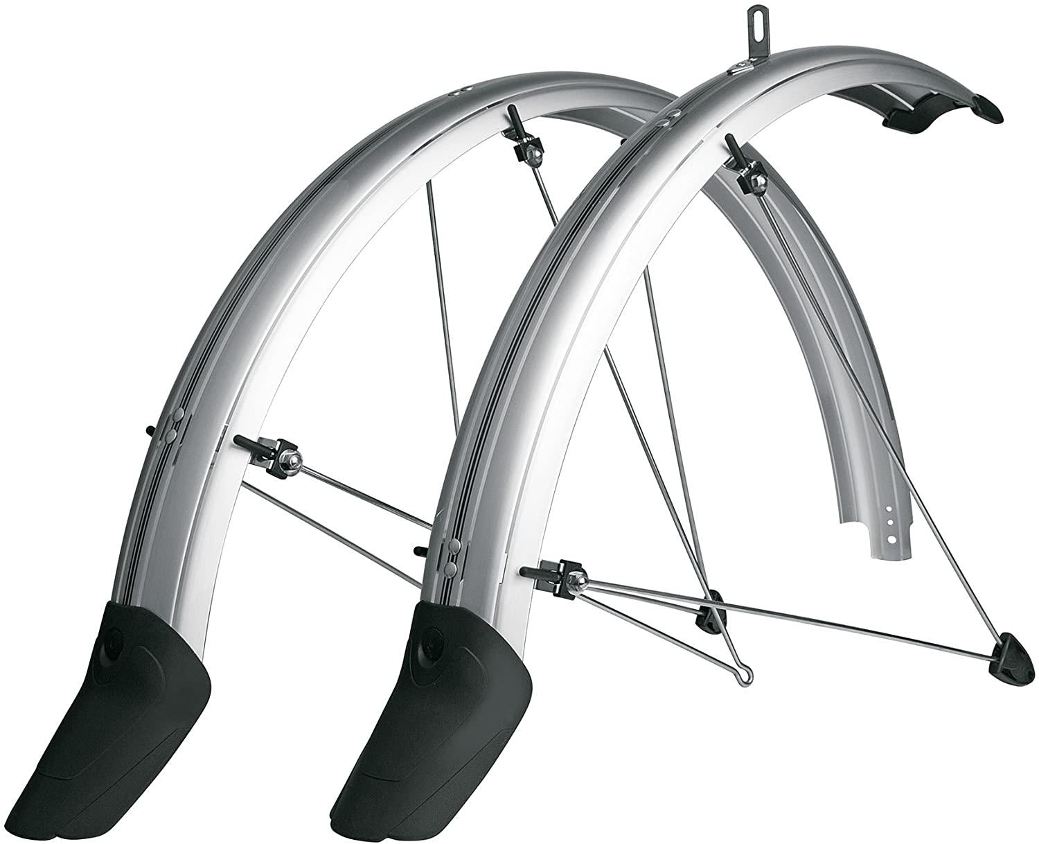 SKS P65 Silver Chromoplastic Longboard, Bicycle Fenderset (Tires Sized 26 x 2.1-2.35 )