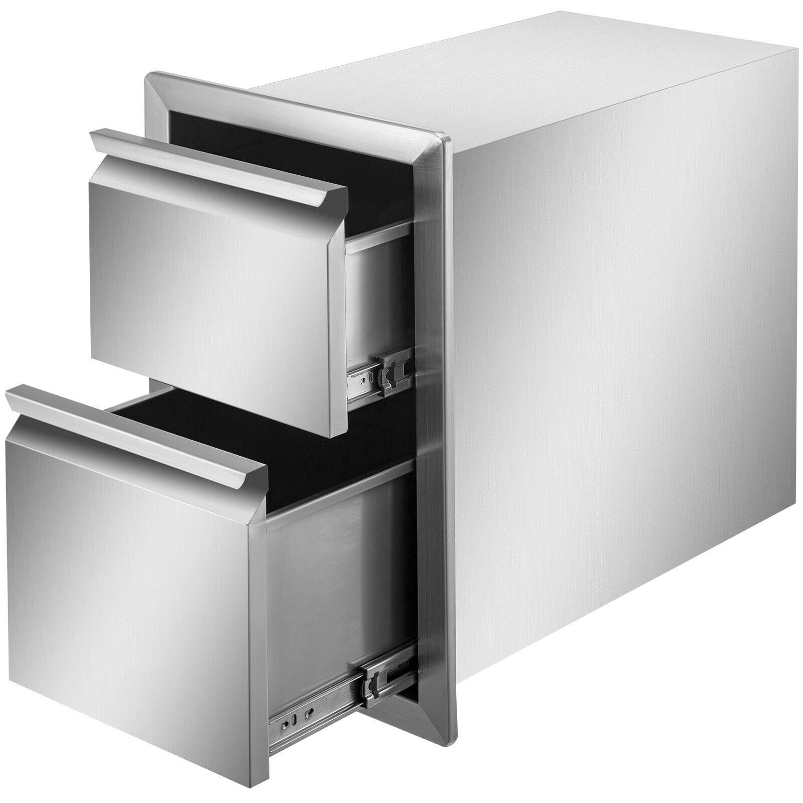 13"WX20.5"H BBQ Drawer Outdoor Kitchen Chest of Drawers Double  Steel