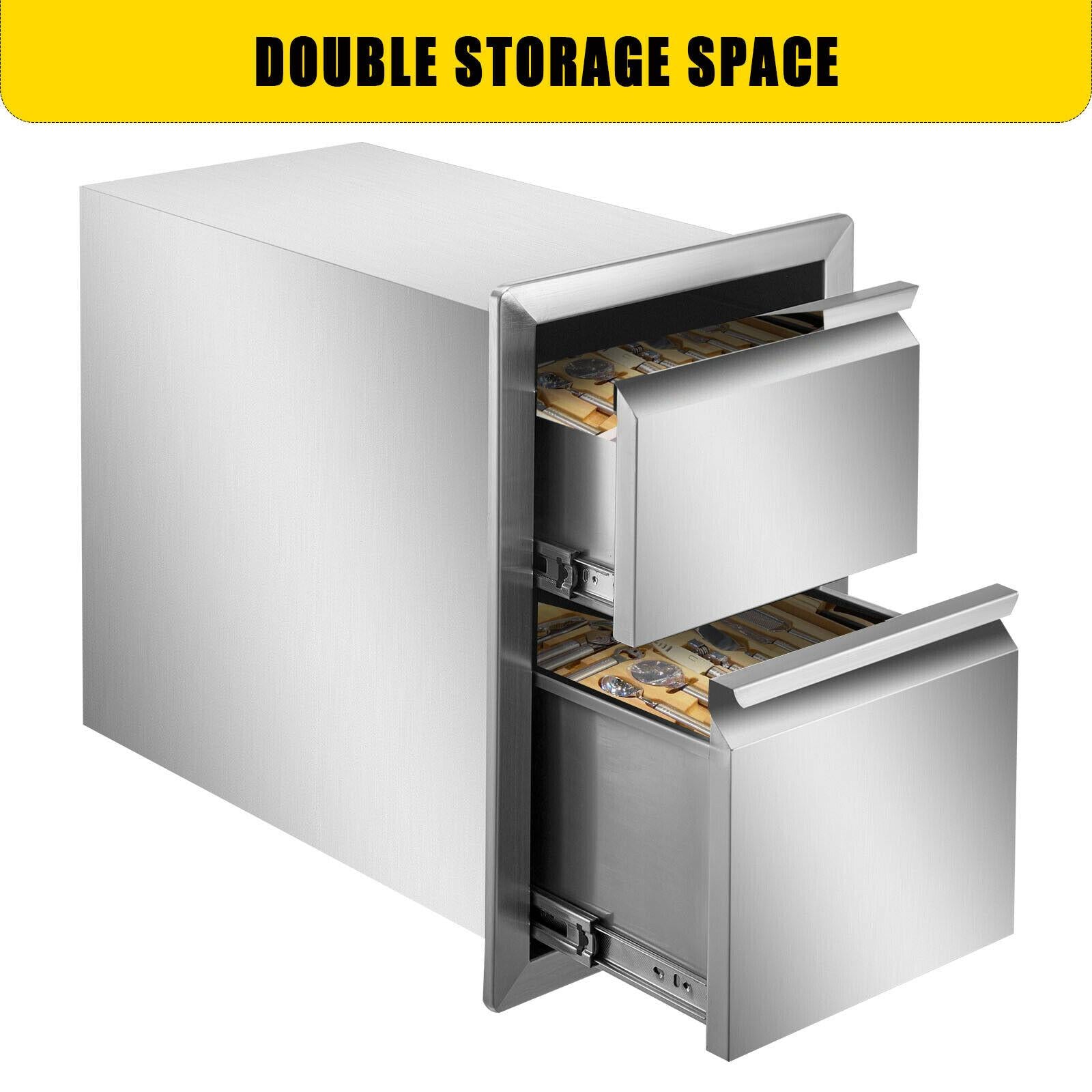 13"WX20.5"H BBQ Drawer Outdoor Kitchen Chest of Drawers Double  Steel