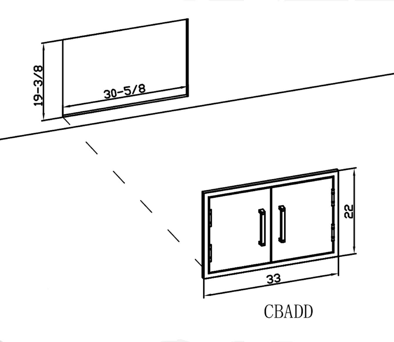 Outdoor Kitchen Double Access Doors,33X22 Inch BBQ Grill Doors,Full 304