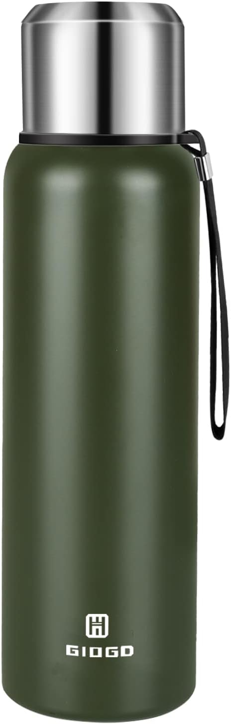 Insulated vacuum Thermo Bottle 1000ml/33.8oz with cup Stainless steel coffee bottles for hot and cold drink water flask.