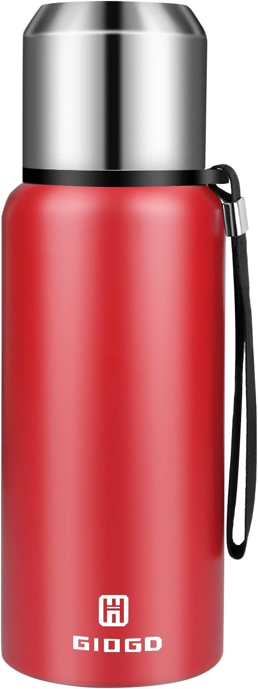 Insulated vacuum Thermo Bottle 1000ml/33.8oz with cup Stainless steel coffee bottles for hot and cold drink water flask.