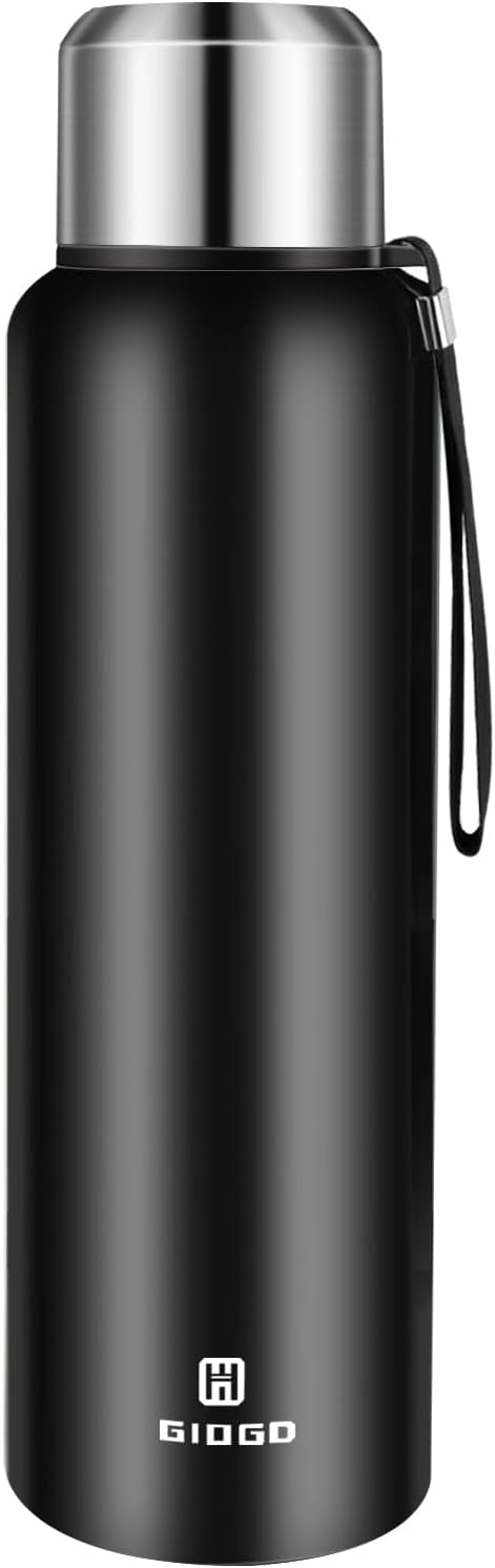 Insulated vacuum Thermo Bottle 1000ml/33.8oz with cup Stainless steel coffee bottles for hot and cold drink water flask.