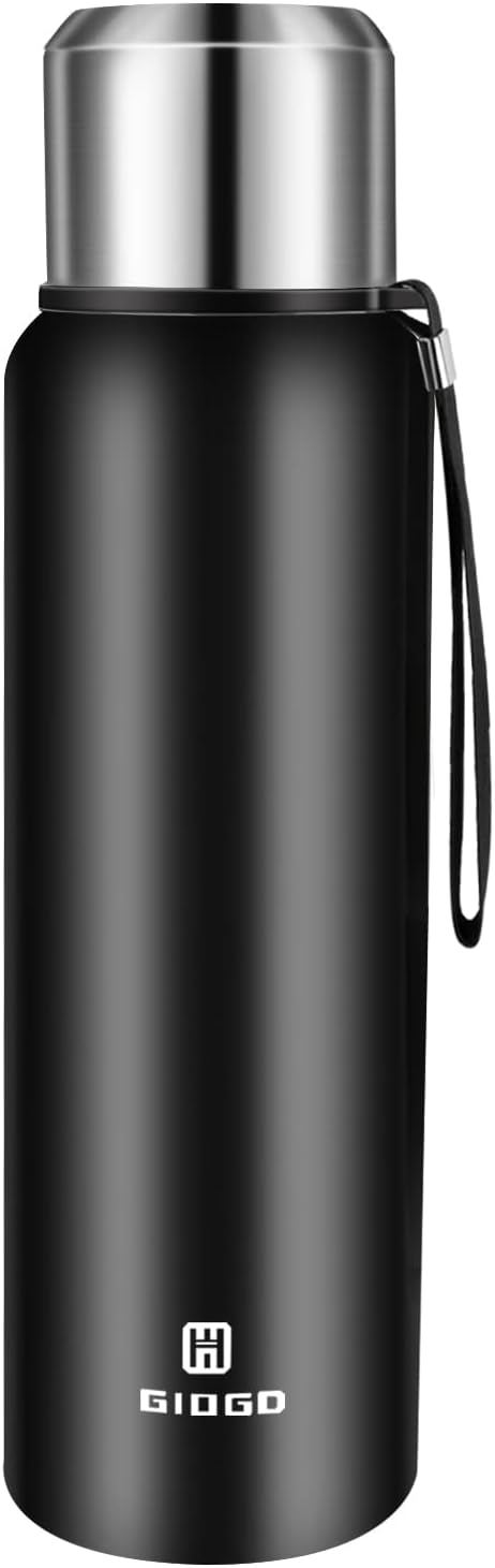 Insulated vacuum Thermo Bottle 1000ml/33.8oz with cup Stainless steel coffee bottles for hot and cold drink water flask.
