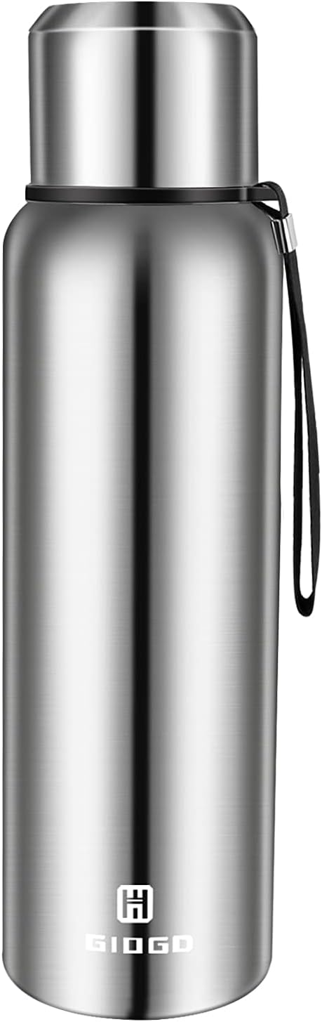Insulated vacuum Thermo Bottle 1000ml/33.8oz with cup Stainless steel coffee bottles for hot and cold drink water flask.
