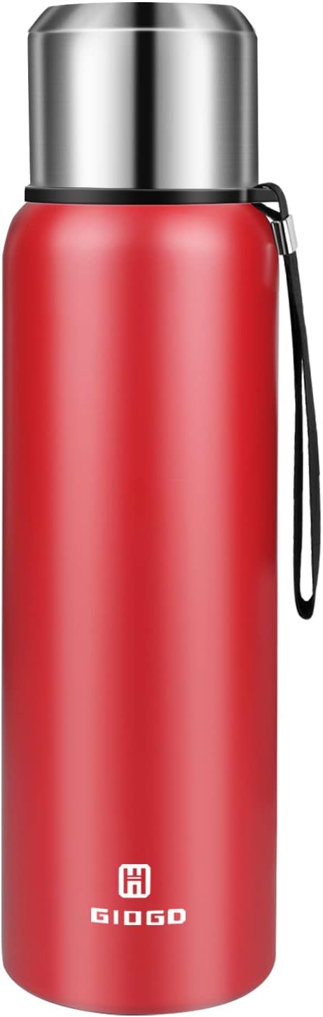 Insulated vacuum Thermo Bottle 1000ml/33.8oz with cup Stainless steel coffee bottles for hot and cold drink water flask.
