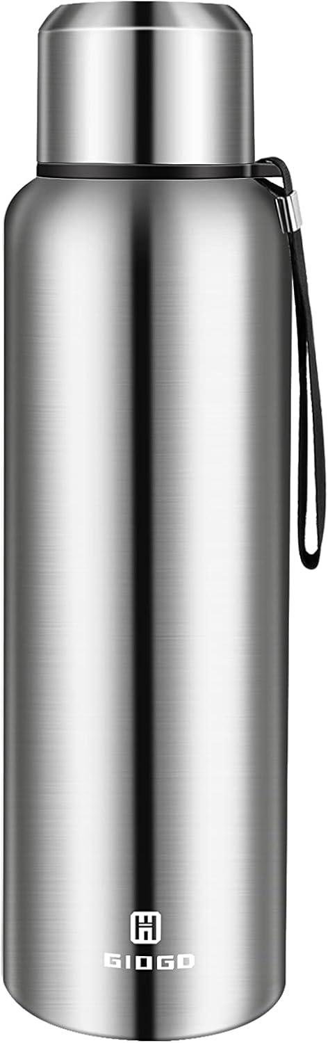 Insulated vacuum Thermo Bottle 1000ml/33.8oz with cup Stainless steel coffee bottles for hot and cold drink water flask.