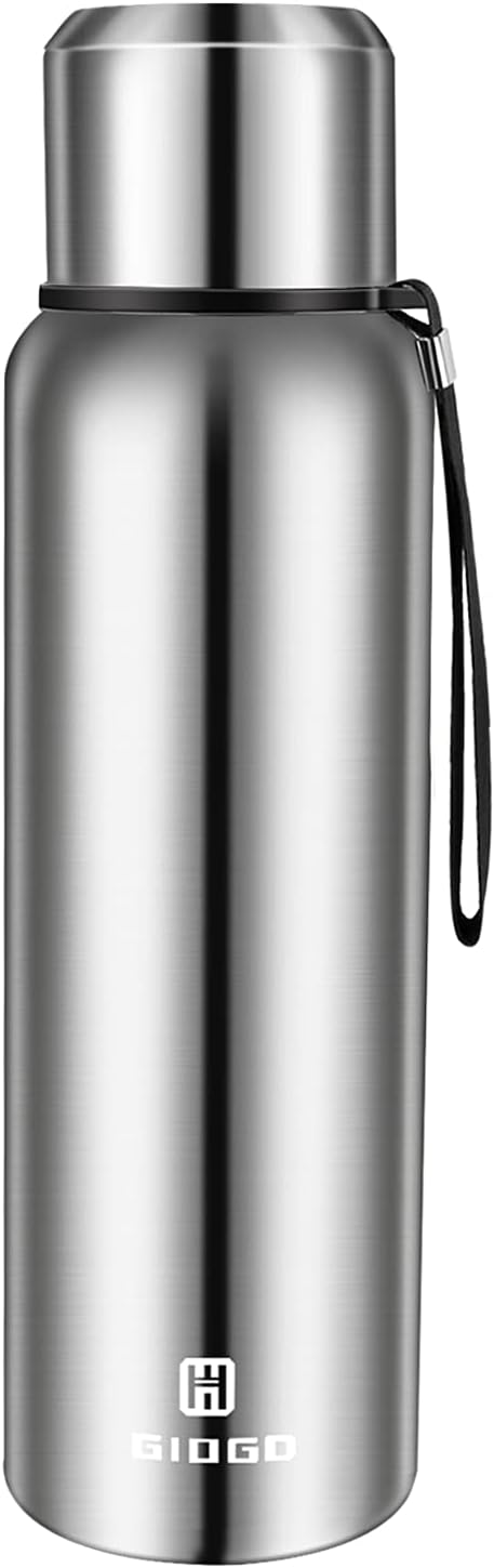 Insulated vacuum Thermo Bottle 1000ml/33.8oz with cup Stainless steel coffee bottles for hot and cold drink water flask.