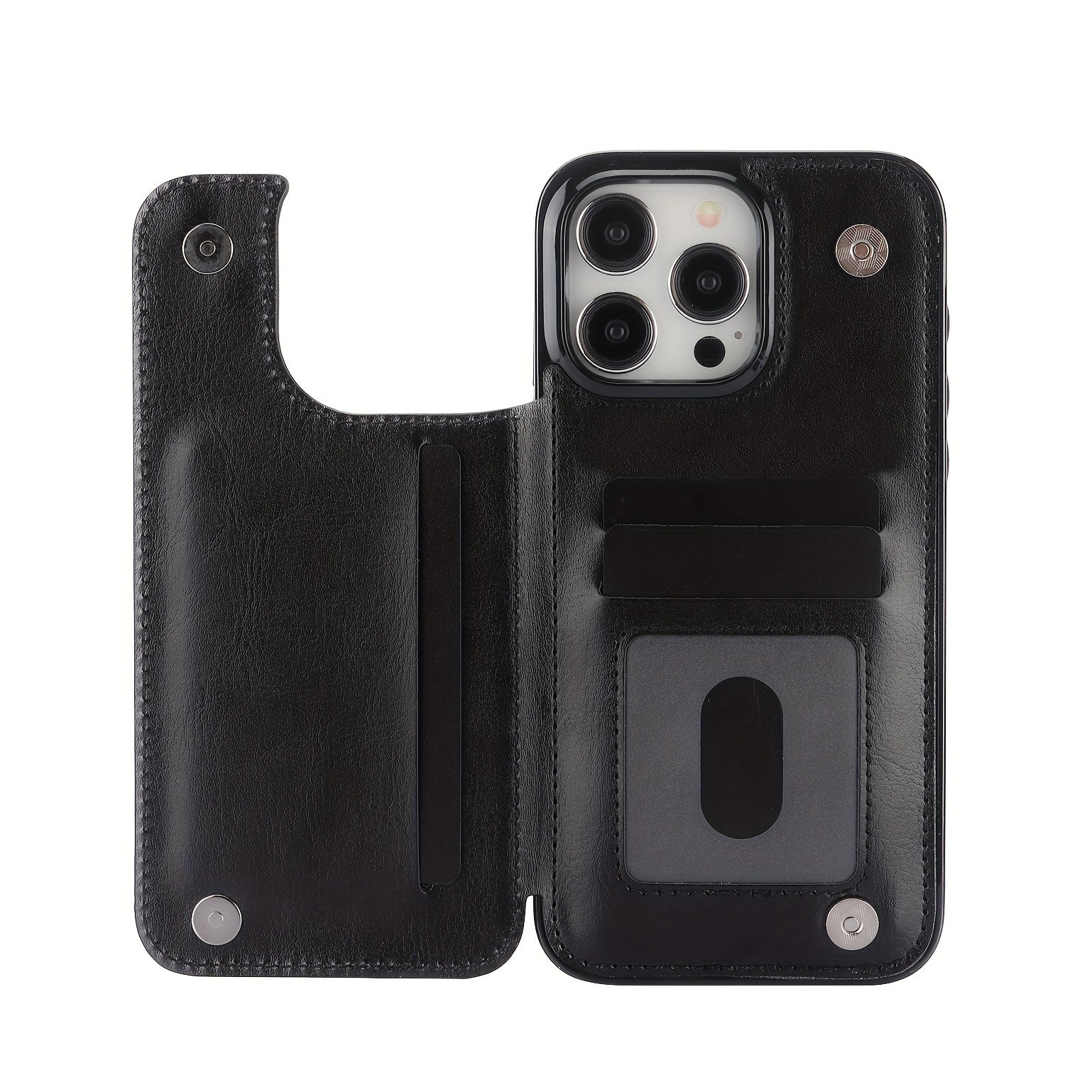 For  15/ 14/ 13/ 12/ 11 Pro Max/ Mini/ XR/ XS Max/ SE 2022/2020/ 7/ 8 Plus Wallet Case With Card Holder, PU Faux Leather Kickstand Card Slots Case, Double Magnetic Clasp And Durable Shockproof Cover