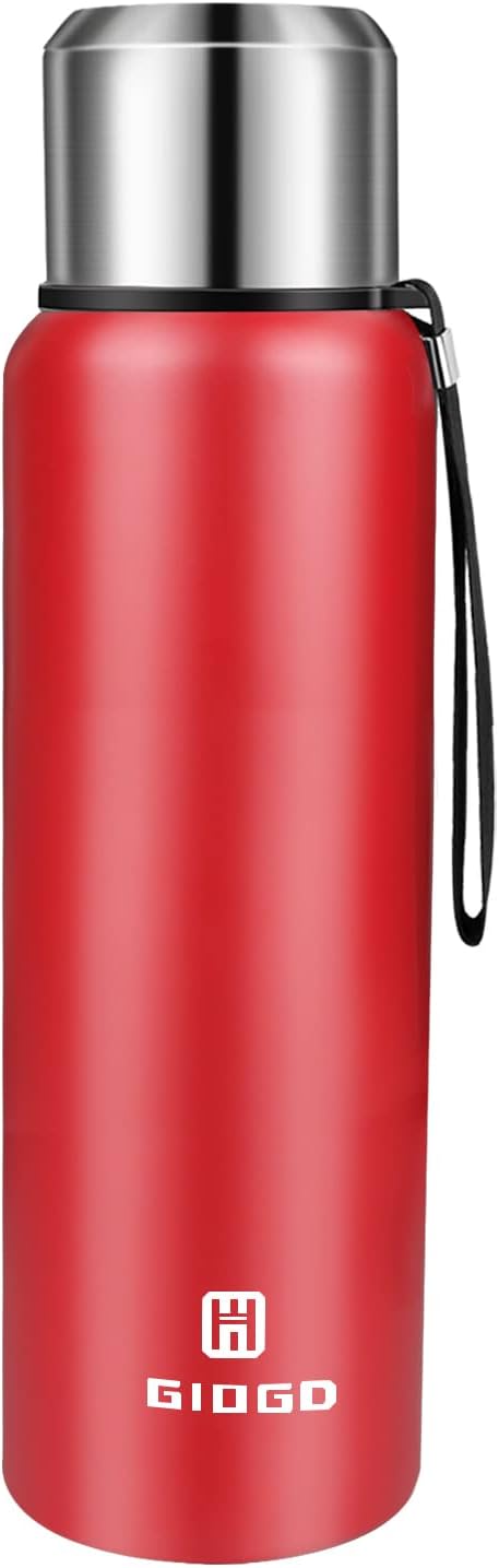 Insulated vacuum Thermo Bottle 1000ml/33.8oz with cup Stainless steel coffee bottles for hot and cold drink water flask.