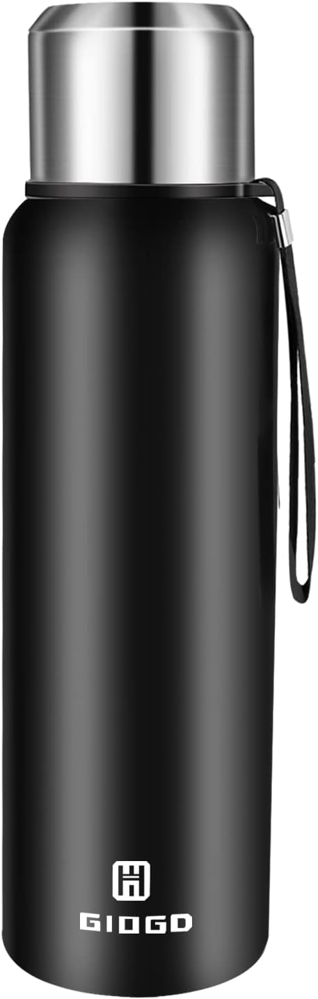 Insulated vacuum Thermo Bottle 1000ml/33.8oz with cup Stainless steel coffee bottles for hot and cold drink water flask.