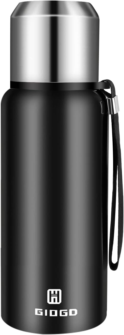 Insulated vacuum Thermo Bottle 1000ml/33.8oz with cup Stainless steel coffee bottles for hot and cold drink water flask.