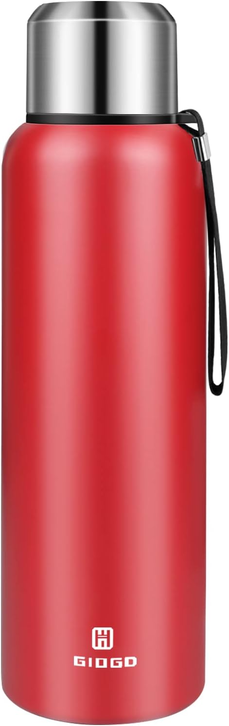 Insulated vacuum Thermo Bottle 1000ml/33.8oz with cup Stainless steel coffee bottles for hot and cold drink water flask.