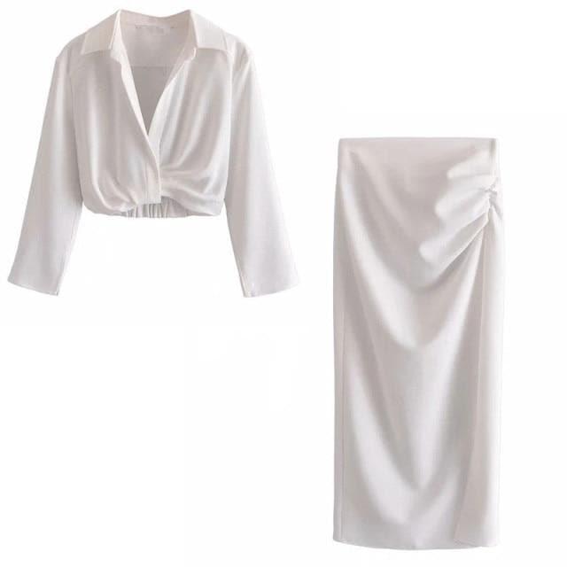 elegant pleats summer skirt and top
