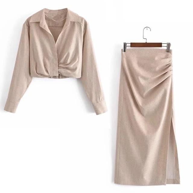 elegant pleats summer skirt and top