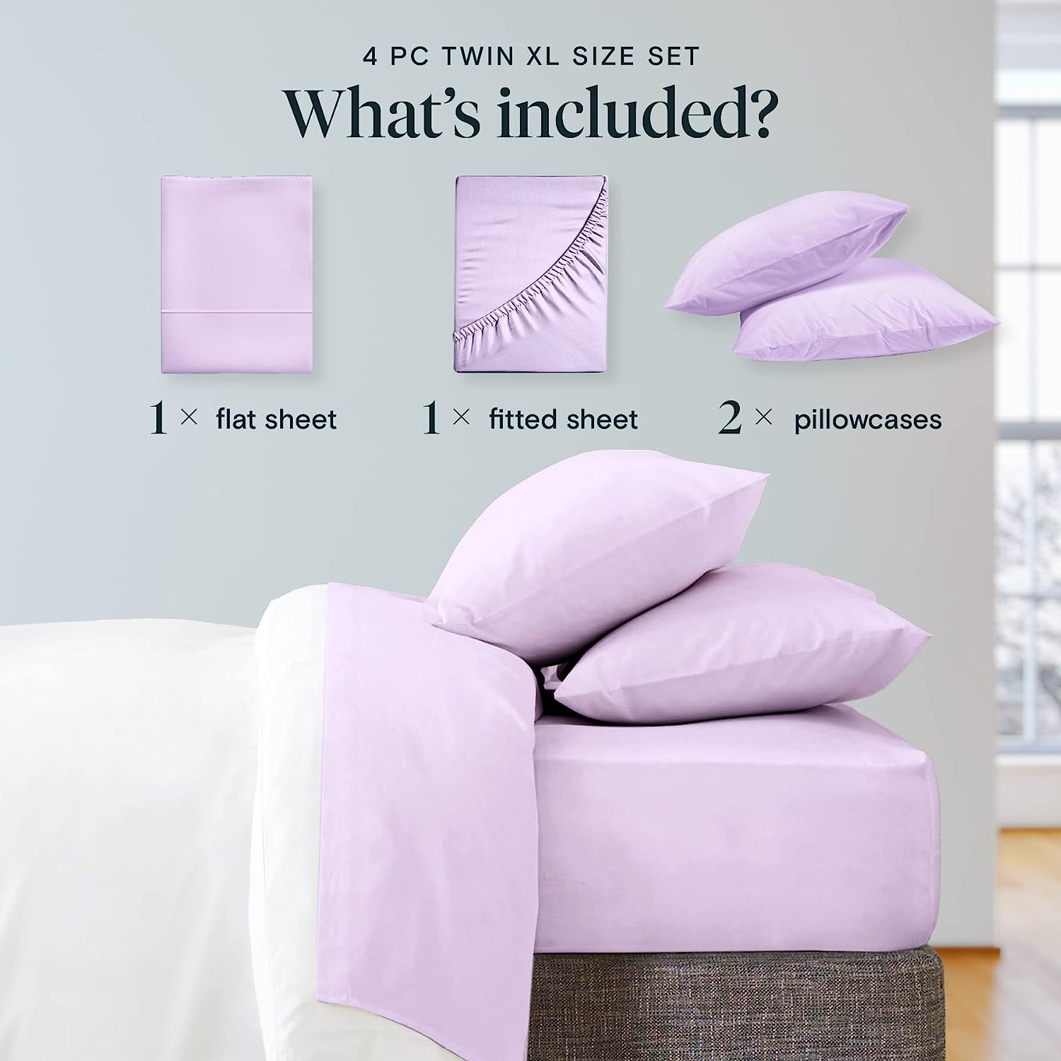 LuxClub Twin XL Sheets Set - Soft Twin Bed Sheets for Boys and Girls, 4 PC Deep Pockets 18" Eco Friendly Wrinkle Free Kids Fitted Sheets Machine Washable Hotel Bedding Silky Soft - Periwinkle Twin XL