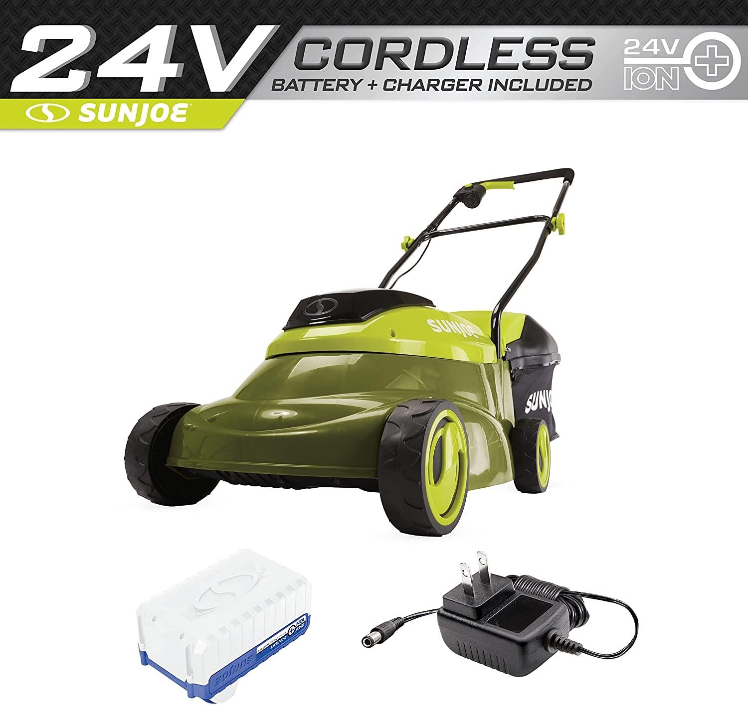 Sun Joe 24V-MJ14C Lawn Mower w/Brushless Motor, Kit (w/ 4.0-Ah Battery and Charger)