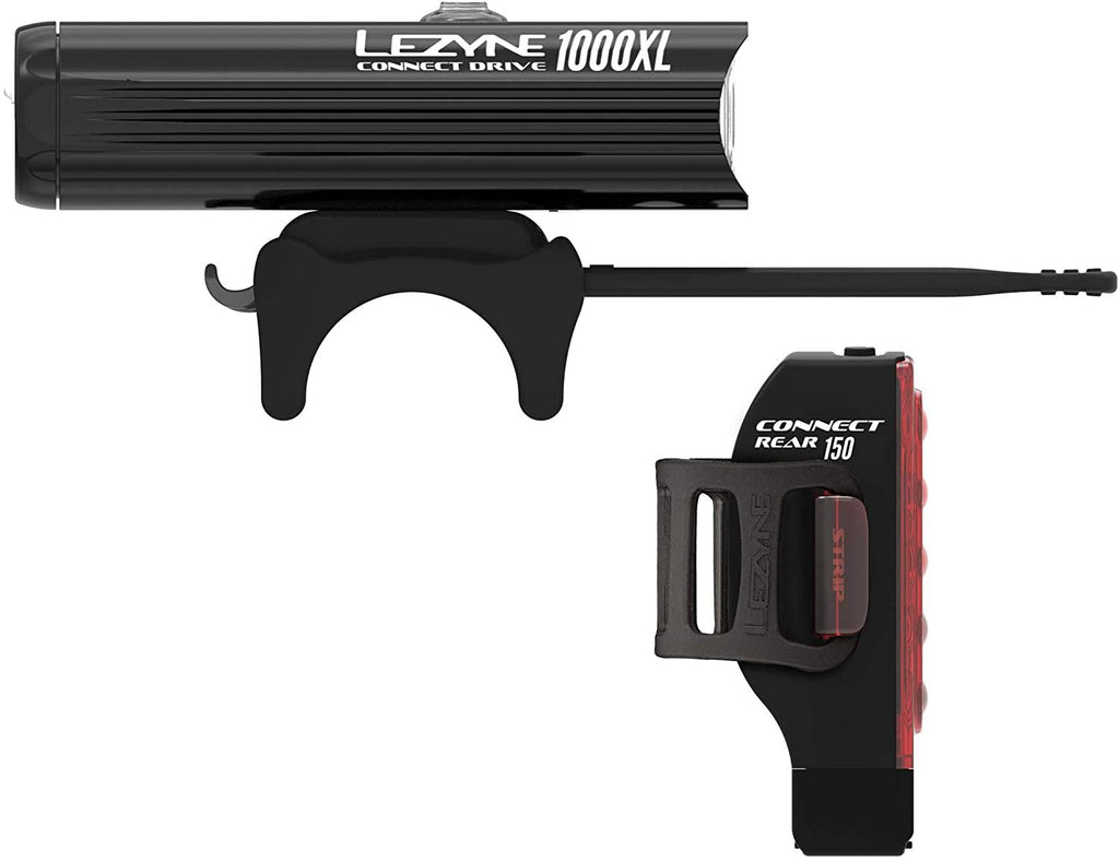 LEZYNE Connect Drive Pro 1000XL & Strip Connect Bicycle Head and Taillight Combo Pair, USB Rechargeable, High Performance Bike Light Set