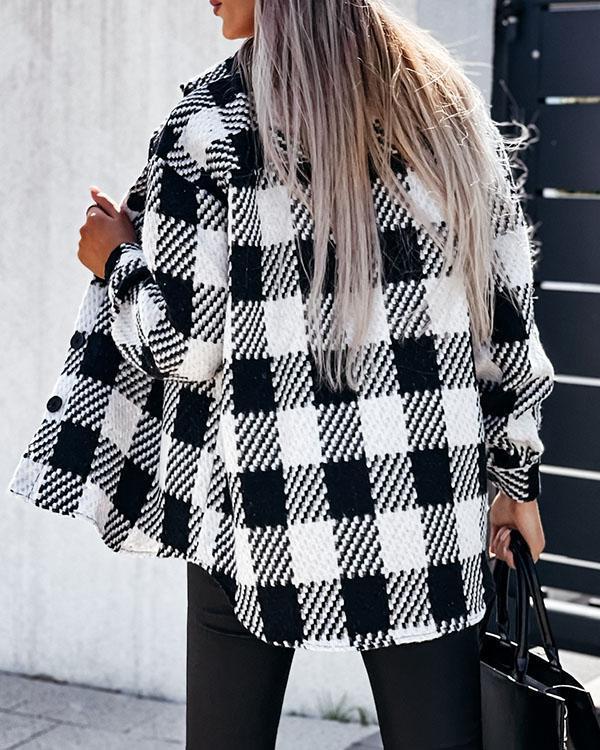 casual plaid/houndstooth coat with pockets