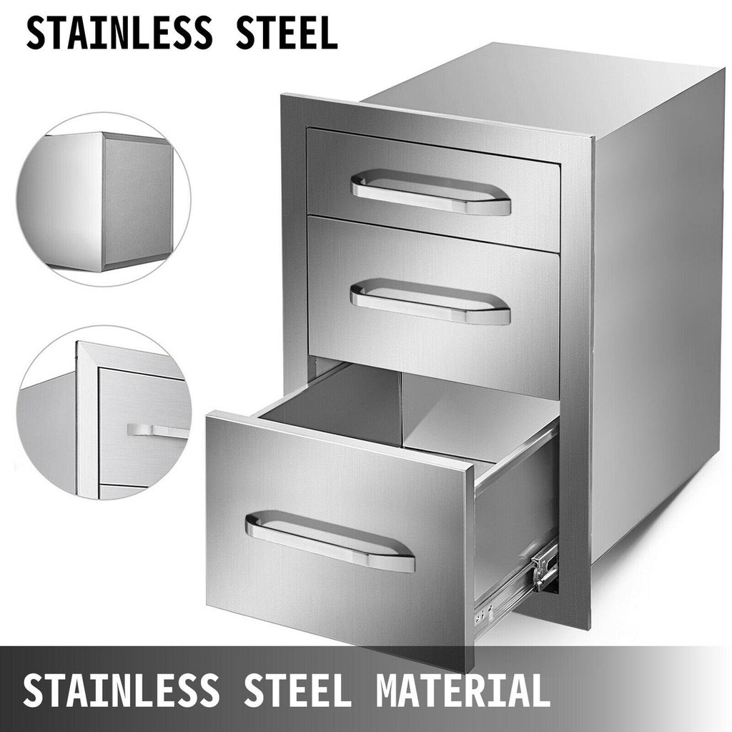 15"Wx21"H Outdoor Kitchen Drawers Triple Access StoraBBQ Drawer Grill Station