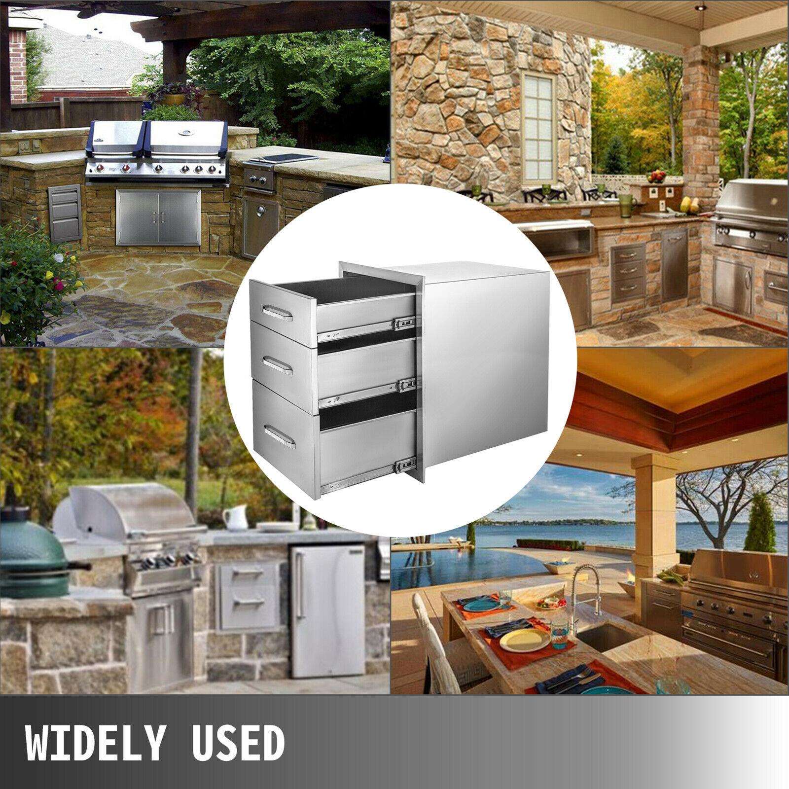 15"Wx21"H Outdoor Kitchen Drawers Triple Access StoraBBQ Drawer Grill Station