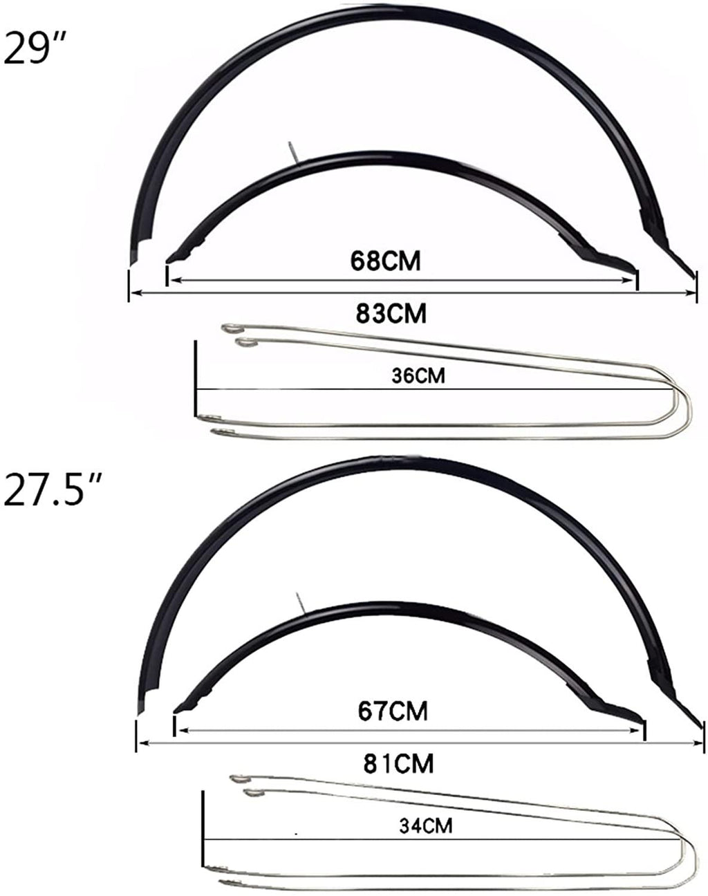 zenglingliang Bike Mudguard Bicycle Fenders Front/Rear 26/27.5/29 inch MTB Mudguard Bicycle Rear Fender for Mountain Bike Accessories Bicycle Fenders Bike Mud Guard (Size : 29 inches)