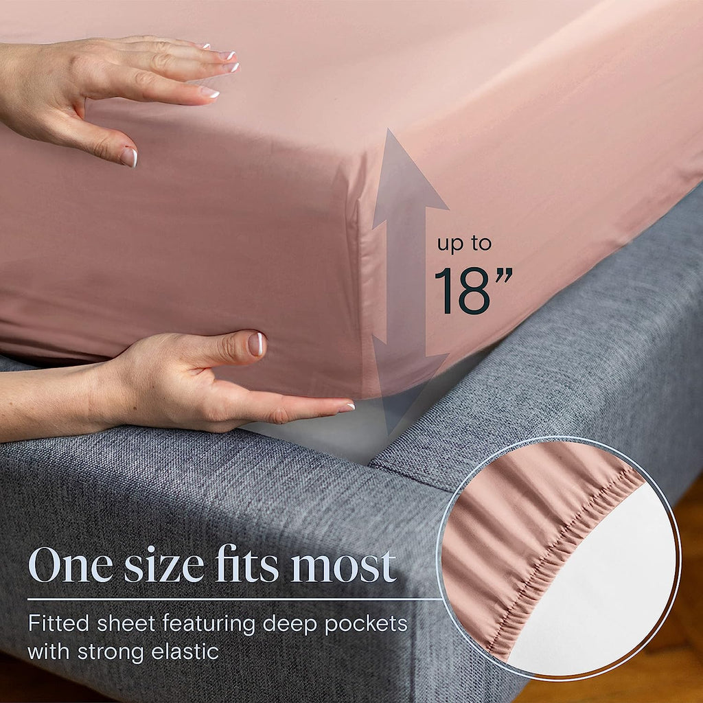 LuxClub 6 PC California King Size Sheet Set Bamboo Sheets Deep Pockets 18" Eco Friendly Wrinkle Free Cooling Sheets Machine Washable Hotel Bedding Silky Soft - Pearl Pink California King